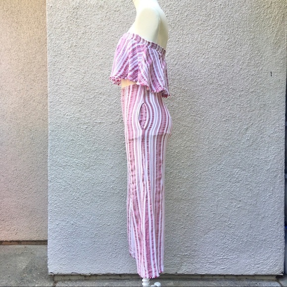 J.D. LUXE ruffle crop top and cropped pant set - Picture 3 of 9